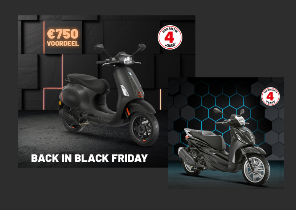 Piaggio/Vespa Back in Black Friday Acties - Tot 750.- Voordeel!